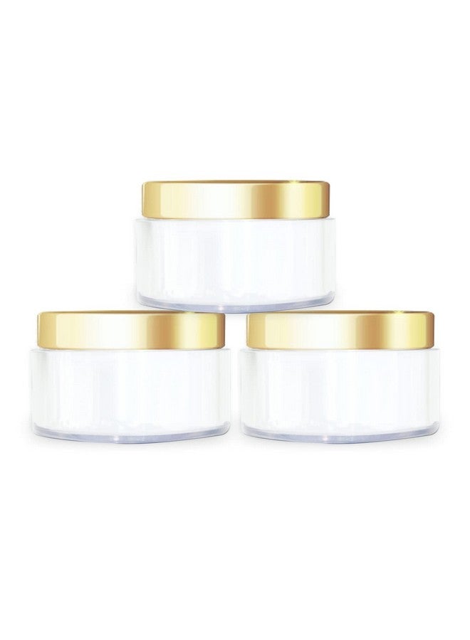 MYOC Cosmetic Grade White Empty Plastic Storage Jar with Golden Top Lid Portable Refillable & Reusable Cosmetic Screw Cap Container for Face Cream Lip Balm with Inner Lid Zero Spillage 50gm Pack of 3 - Image 1