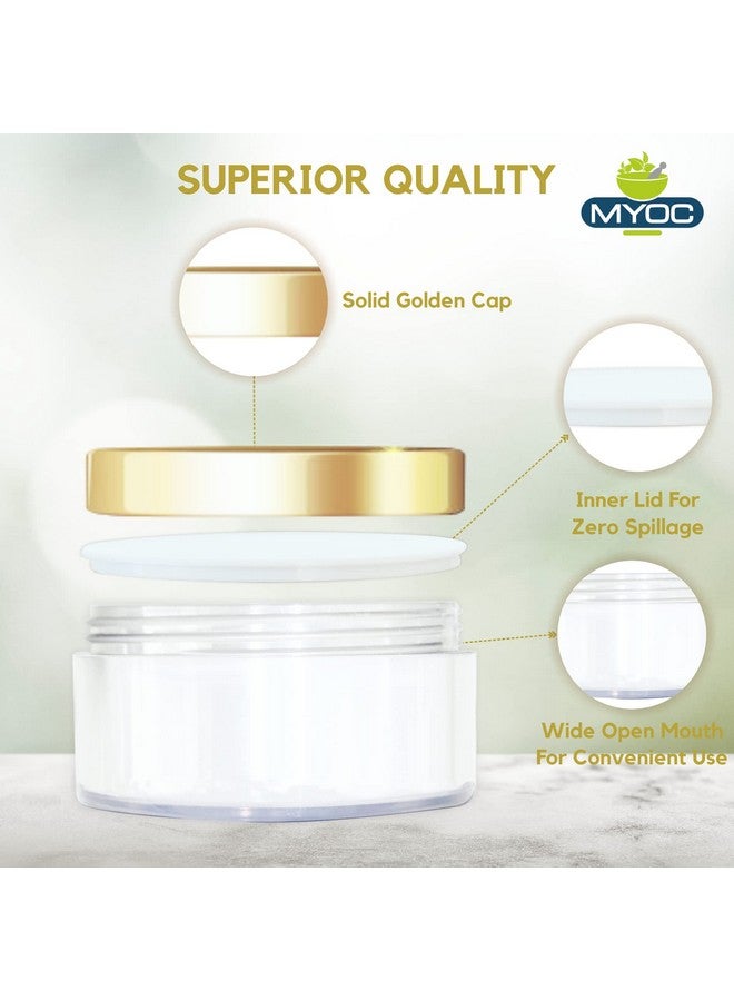 MYOC Cosmetic Grade White Empty Plastic Storage Jar with Golden Top Lid Portable Refillable & Reusable Cosmetic Screw Cap Container for Face Cream Lip Balm with Inner Lid Zero Spillage 50gm Pack of 3 - Image 5