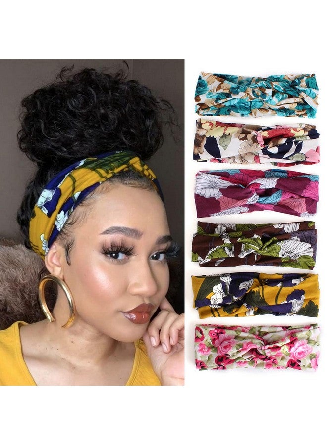 Xtrend 6 Pcs Women'S Headbands Twisted Cross Elastic Headbands Yoga Workout Headbands Nonslip Sweat Soft Headbands Solid Color Simple Versatile Hair Accessory Headbands - Image 1