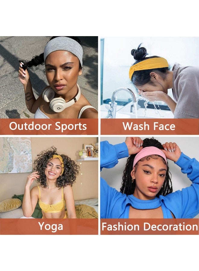 Xtrend 6 Pcs Women'S Headbands Twisted Cross Elastic Headbands Yoga Workout Headbands Nonslip Sweat Soft Headbands Solid Color Simple Versatile Hair Accessory Headbands - Image 4