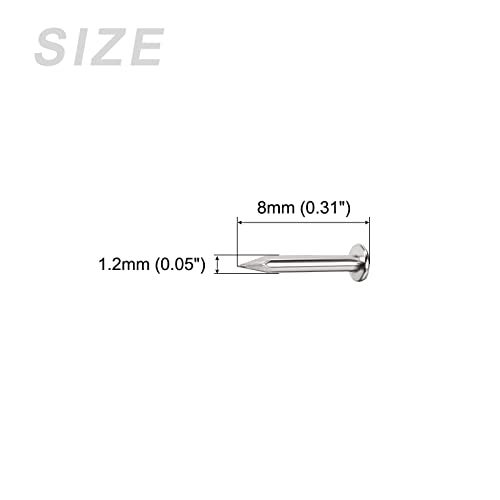 METALLIXITY Small Nails (1.2x8mm) 500pcs, Carbon Steel Tiny Hardware Nails - for Household Woodworking, Silver Tone - Image 2