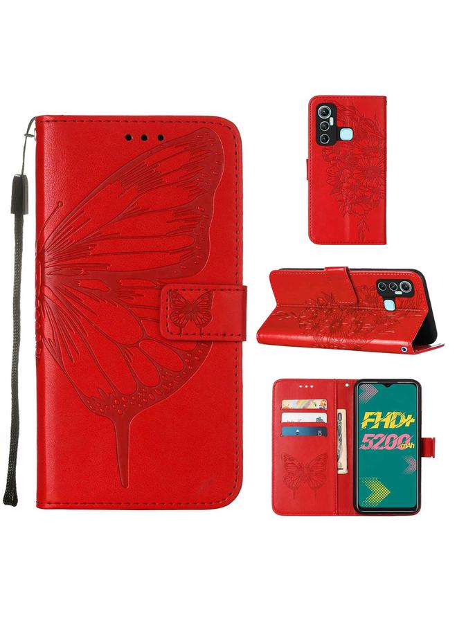 Zaboon Case For Infinix Hot 11 Embossed Butterfly Leather Phone Case - Image 1