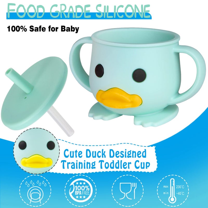 Qshare Toddler Cup, Silicone Training Cup, Sippy Cup for Baby, Baby Led Weaning Cup With Lid & Double Handle, Unbreakable, 7oz, 6+ Months - Image 4