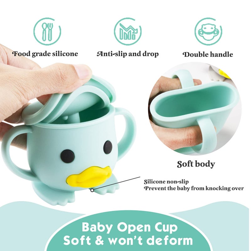 Qshare Toddler Cup, Silicone Training Cup, Sippy Cup for Baby, Baby Led Weaning Cup With Lid & Double Handle, Unbreakable, 7oz, 6+ Months - Image 3