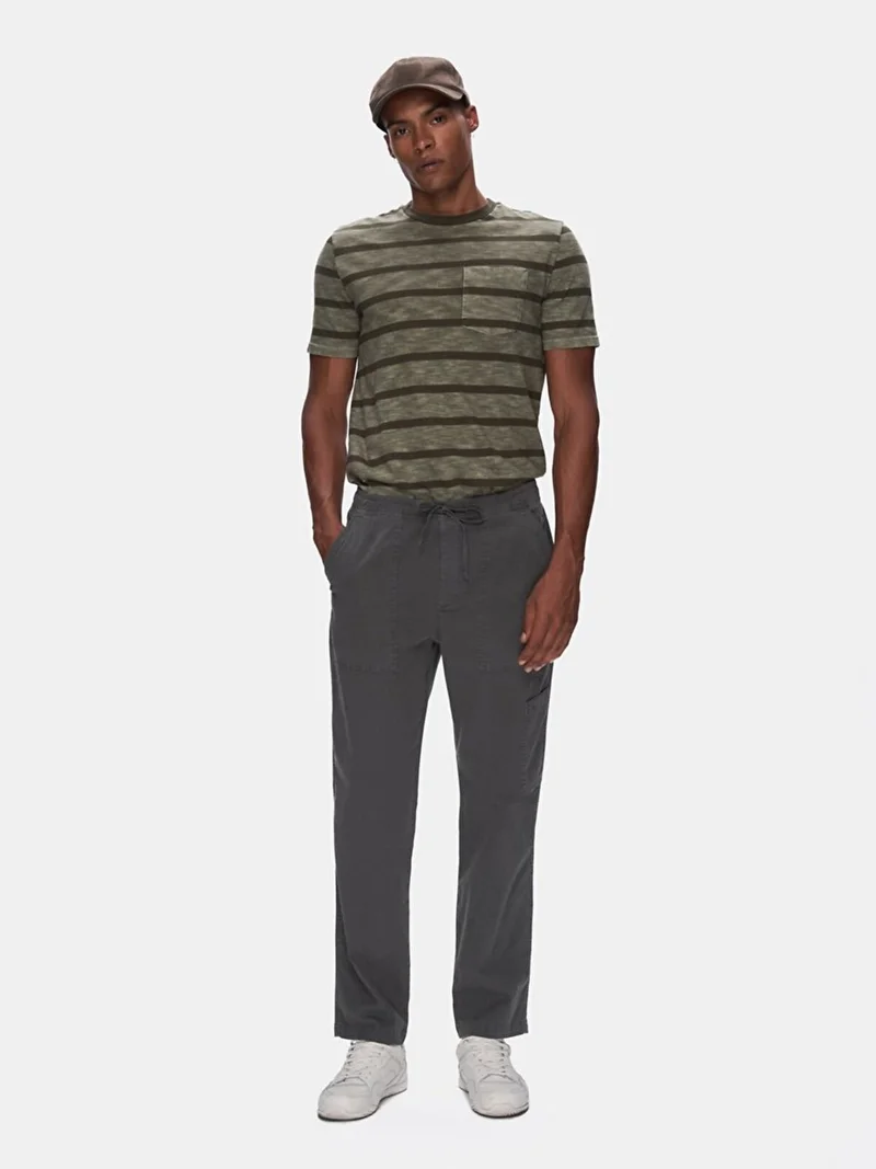 Straight Leg Gabardine Anthracite Trousers