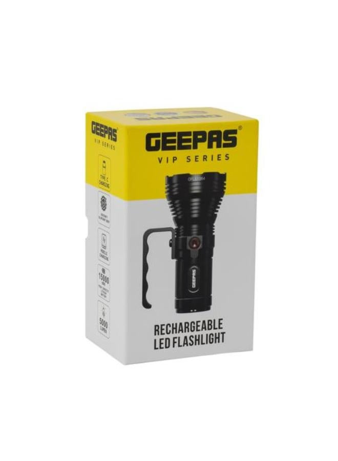 GEEPAS Powerful Rechargeable LED Flashlight with Aluminum Body - Image 4