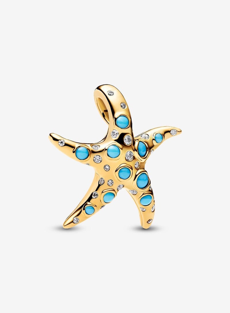PANDORA Sparkling Blue Starfish Dangle Charm - Image 1