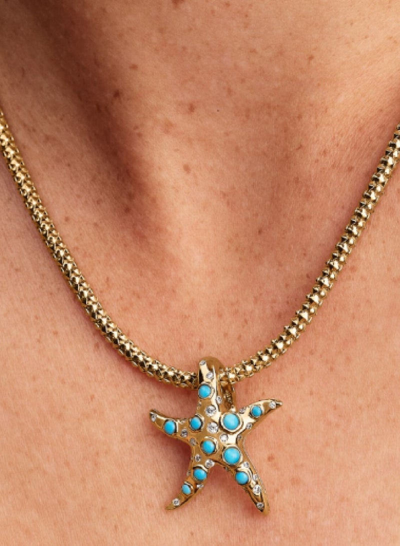PANDORA Sparkling Blue Starfish Dangle Charm - Image 4