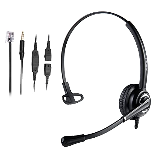 MAIRDI Office Headset with Microphone Noise Canceling, with RJ9 & 3.5mm Jack for Landline Deskphone Cell Phone PC Laptop, Telephone Headset for Call Center Phone, Work for Polycom Avaya Nortel - Image 1