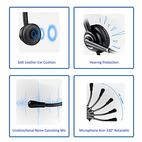 MAIRDI Office Headset with Microphone Noise Canceling, with RJ9 & 3.5mm Jack for Landline Deskphone Cell Phone PC Laptop, Telephone Headset for Call Center Phone, Work for Polycom Avaya Nortel - Image 3