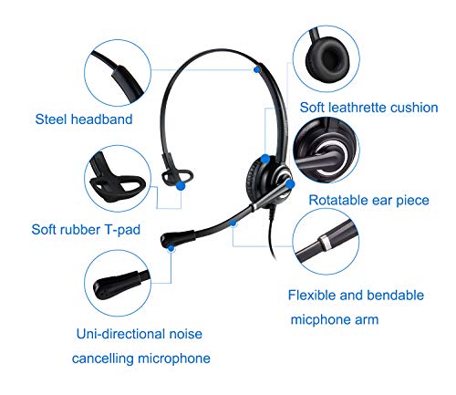 MAIRDI Office Headset with Microphone Noise Canceling, with RJ9 & 3.5mm Jack for Landline Deskphone Cell Phone PC Laptop, Telephone Headset for Call Center Phone, Work for Polycom Avaya Nortel - Image 2