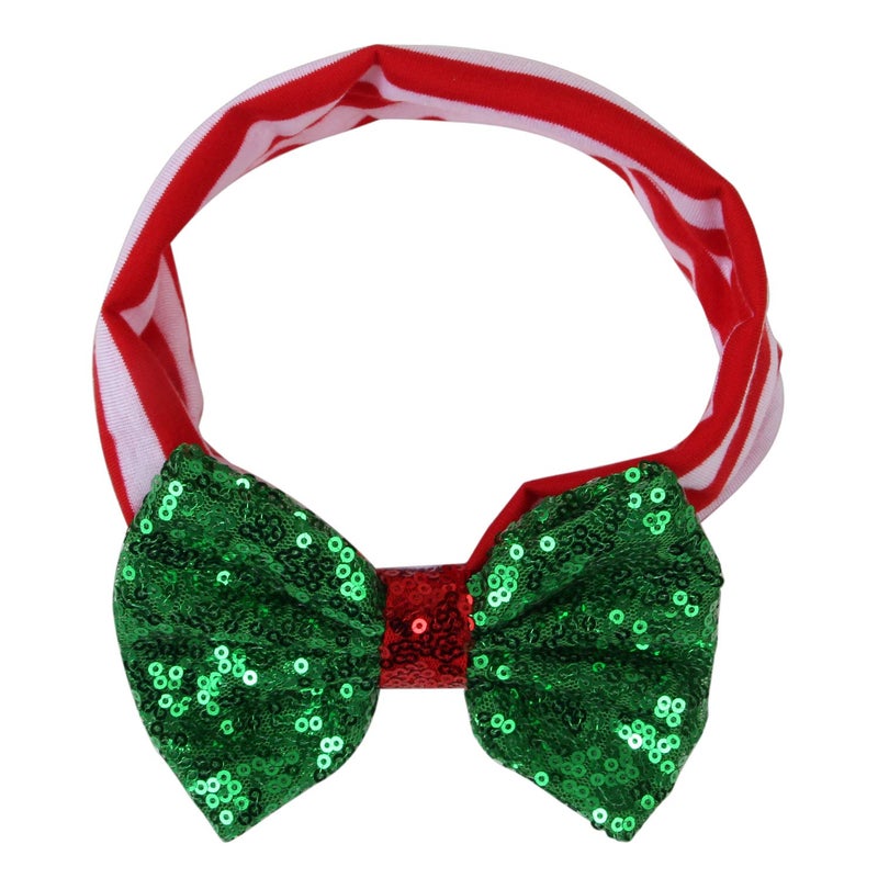 Arendelle Christmas Fabric Baby Hairband with Green Bow [AHA192] - Image 5
