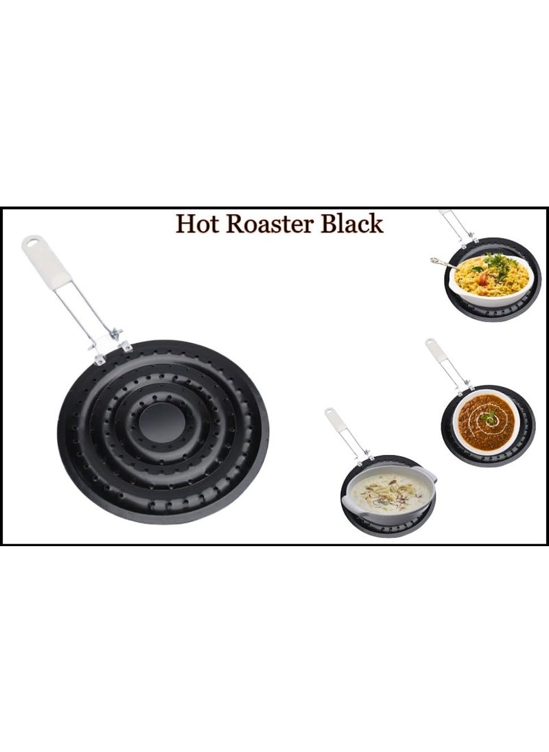 Snevad Snevad Round Stainless Steel Hot Roaster Black with Folding Handle Food Warmer Simmer Plate Heat Distribution Induction Cooktop Adapter Plate for Electric Gas Stove Coffee Milk Cookware Accessories  - Image 3