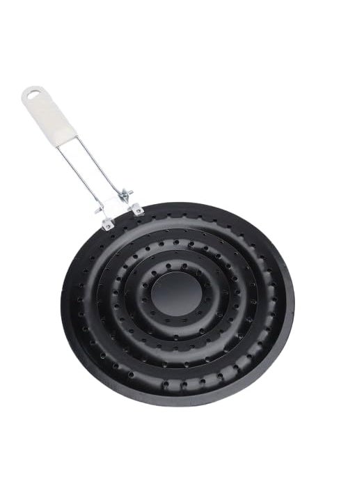 Snevad Snevad Round Stainless Steel Hot Roaster Black with Folding Handle Food Warmer Simmer Plate Heat Distribution Induction Cooktop Adapter Plate for Electric Gas Stove Coffee Milk Cookware Accessories  - Image 1
