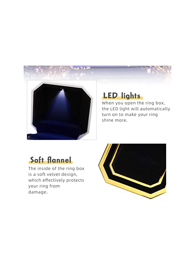 The Bros Ring Box, Engagement Ring Boxes with LED Light Jewelry Gift Box Ring Case Organizer for Proposal Wedding Valentine's Day Anniversary (White)  - Image 3