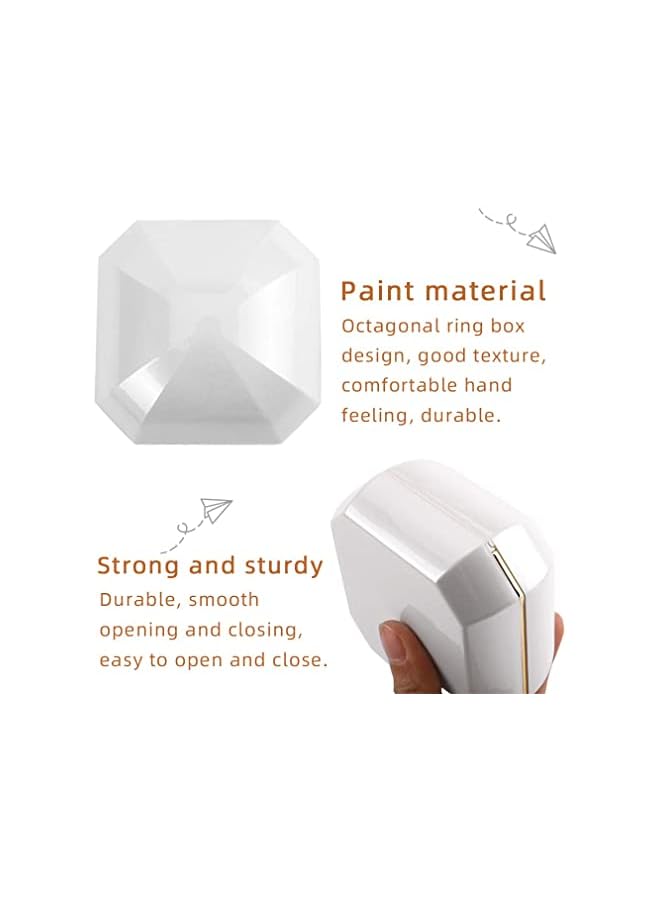 The Bros Ring Box, Engagement Ring Boxes with LED Light Jewelry Gift Box Ring Case Organizer for Proposal Wedding Valentine's Day Anniversary (White)  - Image 5