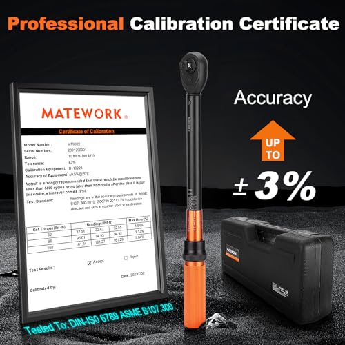 Matework 1/2-Inch Drive Torque Wrench Set 22PCS, 10-180FT.LB/13.6-244.1Nm, Click Torque Wrench Socket Set, 72-Tooth Dual-direction, ±3% Precision Adjustable Torque Wrench for Lug Nut, Bicycle, Moto, Car - Image 4