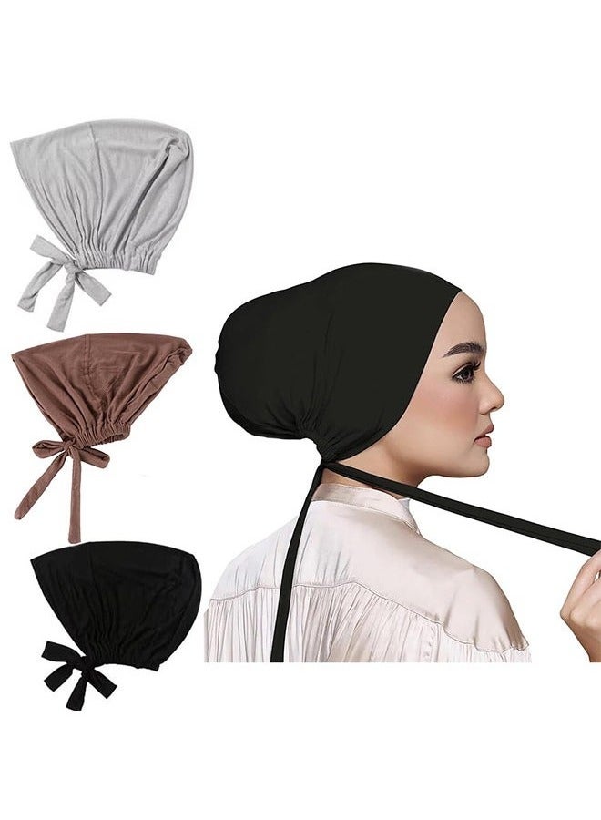 3Pcs Hijab Cap, Women scarf hijab, Muslim under hijab head cap for Women, Islamic Headscarf Bonnet Cap Hijab with Adjustable Tie-Back Closure - Image 1
