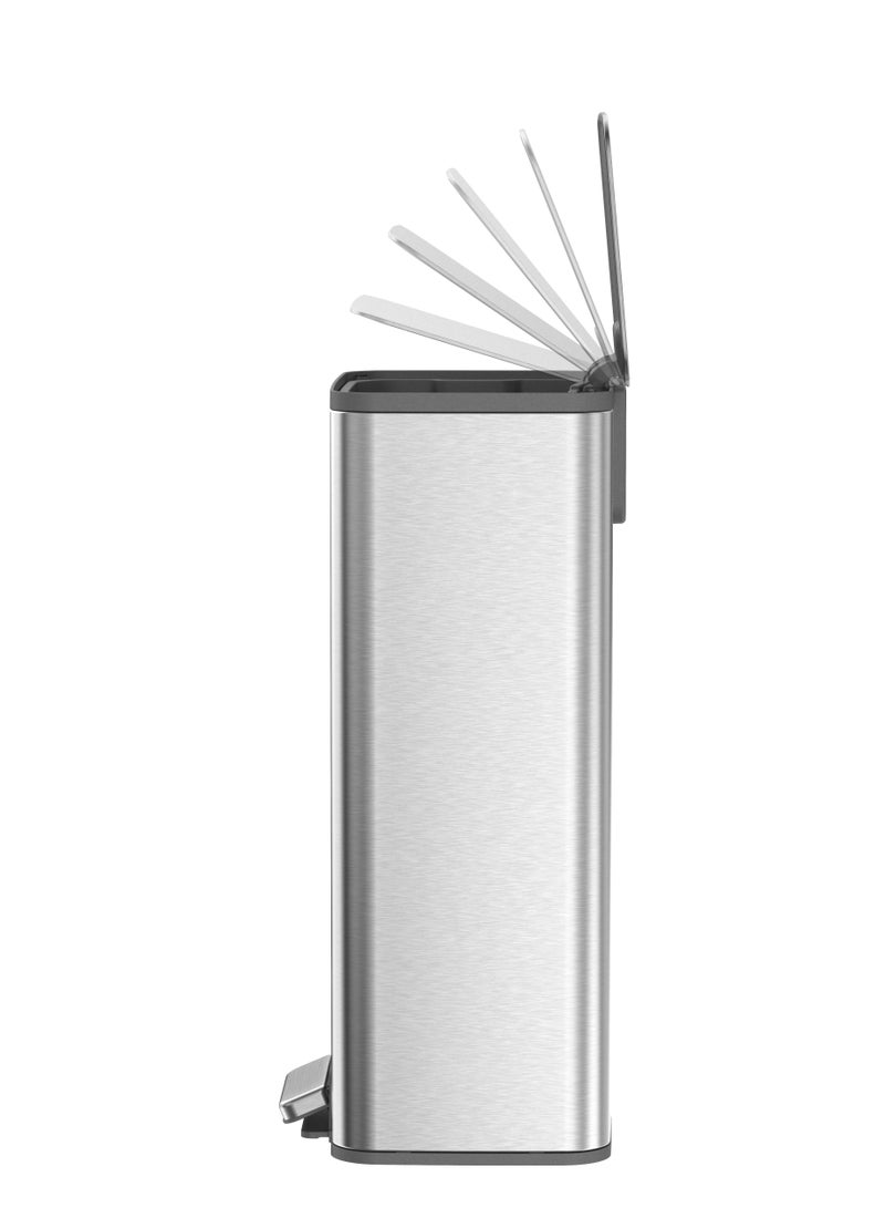 EKO Marina 30L Rectangular Step Bin with Soft Close Lid & Matt Stainless Steel Finish - Image 4