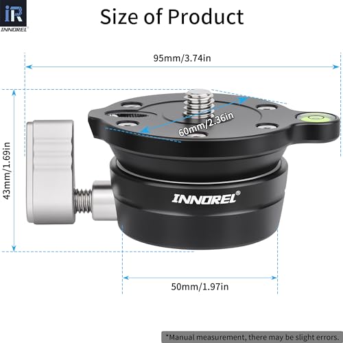 INNOREL Tripod Leveling Base, LB50 Leveling Base Half Ball with Offset Bubble Level and Bubble Level Bag for Ballhead, Fluid Head, Gimbal Heads, Z Flex Head, Tripods and Monopods with 3/8" Thread - Image 3
