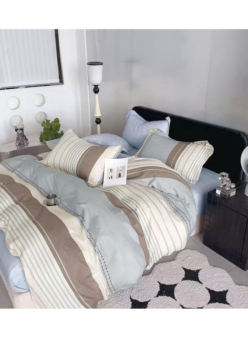 Duoduo home غطاء لحاف عالي الجودة 100% قطن، حجم ملكي، مجموعة 6 قطع مع غطاء لحاف 220*240 سم وشيت مناسب و4 أغطية وسائد - Image 1