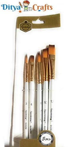Ditya Crafts Artist Paint Flat Brush Set, 5 Pieces - Image 3