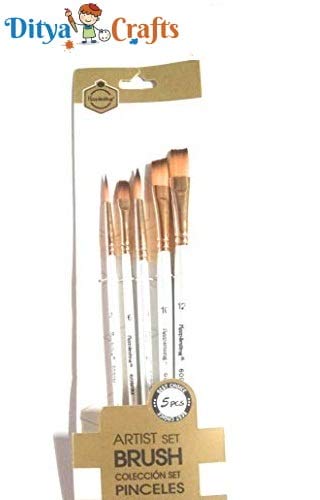 Ditya Crafts Artist Paint Flat Brush Set, 5 Pieces - Image 4