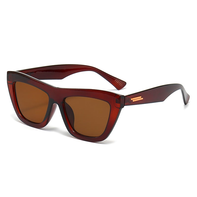 Generic Polygonal Sunglasses UV Protection 2024 Womens Fashion Deep Tea Frame Tea Tablets 