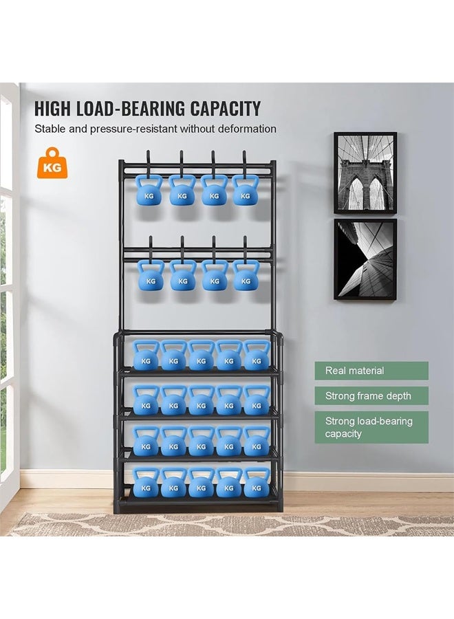 DUNISO 4-Tier Coat Rack with Shoe Rack,3 in 1 Shoe Organizer Cabinet with 8 Hooks,Freestanding Shoe Shelf,Moisture Resistant and Durable,Save Space,for Entryway Bedroom Closet,Living Room - Image 5