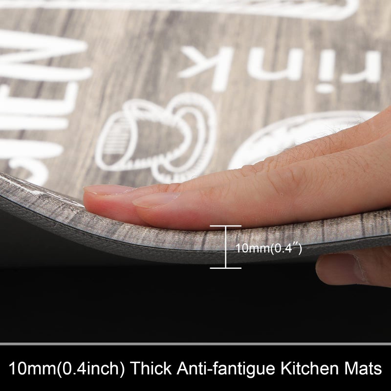 HEBE Kitchen Mats for Floor Set of 2 Thick Anti Fatigue Mat for Cushioned, Waterproof Non-Slip Rugs Comfort Standing Chef Mat for Kitchen Sink, Laundry Room, Farmhouse Home Decor, Brown - Image 4