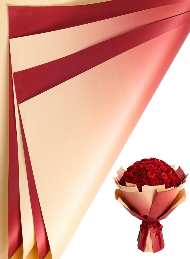 LeZakaa Valentines Flower Wrapping Paper, 20 Sheets Red Champagne Waterproof Reversible Gradient Floral Wrap for Bouquets, Valentines Day, Mothers Day, Wedding, Anniversary, Birthday, 22.8 x 19.7 in - Image 1
