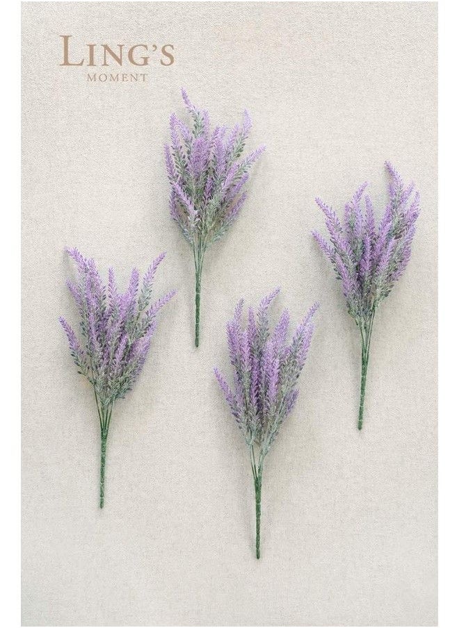 Ling's moment Artificial Purple Lavender 4 Bushes Fake Lilac Flower For Wedding Bouquet Diy Table Centerpieces And Floral Arrangement Decoration  - Image 5