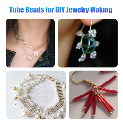 Ybxjges 4800Pcs 7mm Tube Beads Kit with 28 Colors Glass Bugle Seed Beads Small Craft Beads for DIY Bracelet Necklaces Jewelry Making - Image 5