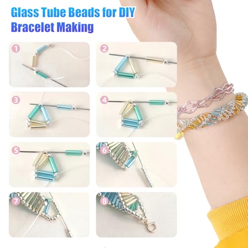 Ybxjges 4800Pcs 7mm Tube Beads Kit with 28 Colors Glass Bugle Seed Beads Small Craft Beads for DIY Bracelet Necklaces Jewelry Making - Image 4