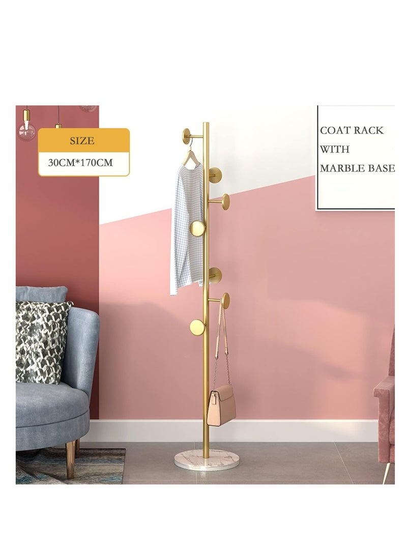 Metal Coat Rack Freestanding with Heavy Stable Marble Base, Sturdy Coat Rack Stand with 7 Hooks for Clothes/Bags/Hats, Gold Coat Rack Stand for Entryway,Bedroom,Office,Narrow Place  - Image 2