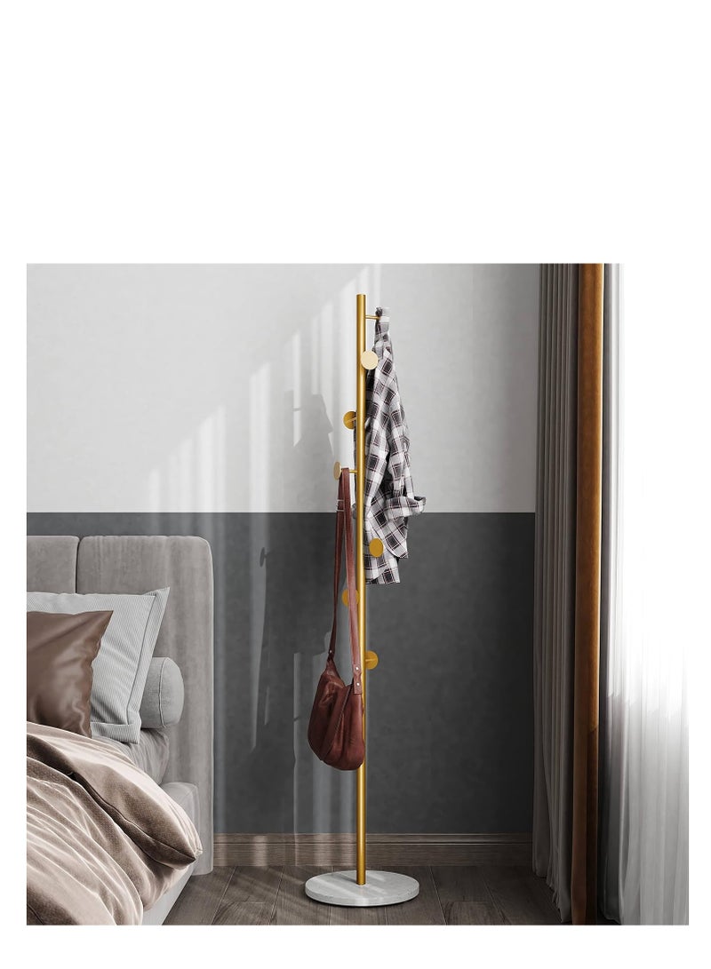 Metal Coat Rack Freestanding with Heavy Stable Marble Base, Sturdy Coat Rack Stand with 7 Hooks for Clothes/Bags/Hats, Gold Coat Rack Stand for Entryway,Bedroom,Office,Narrow Place  - Image 5