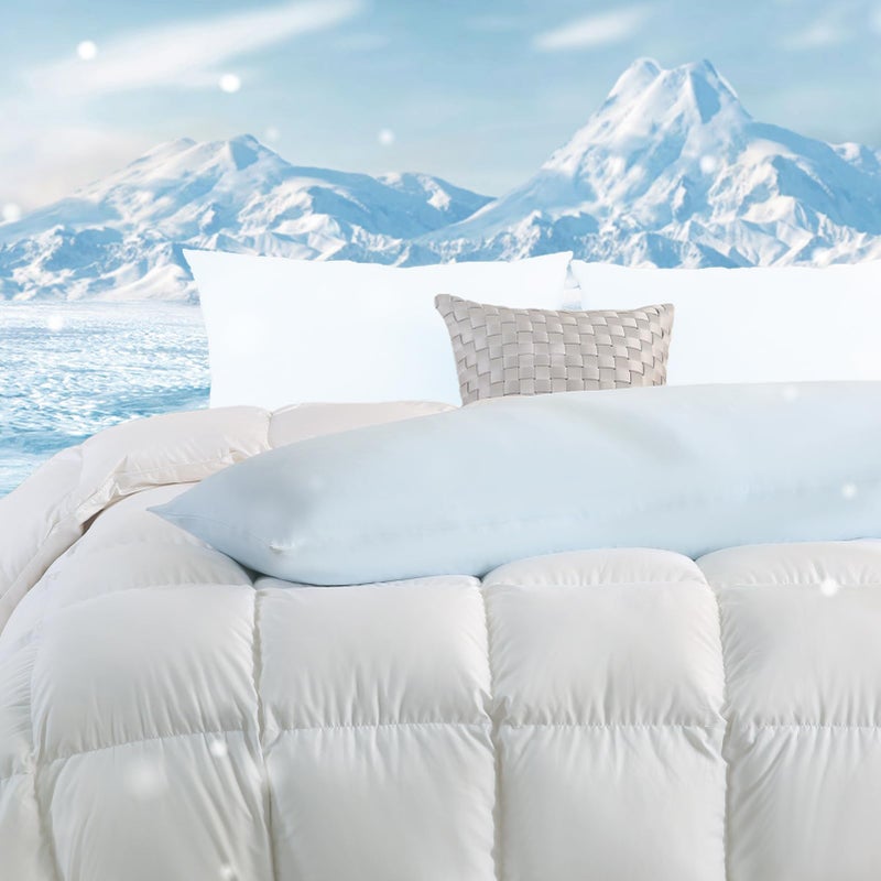 DOWNCOOL Large Body Pillow Insert with Cooling Cover - Soft Long Bed Pillow for Summer - Breathable Full Body Pillow for Adults - 20x54 inch (Blue, with Cover) - Image 2