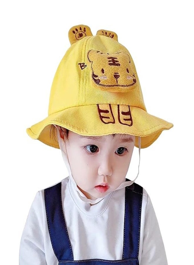 DEDICATED Baby Cap | Kids Cap | Baby hat | hat for Baby | Bucket hat for Baby | Korean Style, Cotton hat for Baby Boys & Baby Girls with Cute Bunny (in, Age, 3 Months, 24 Months, Yellow) - Image 1