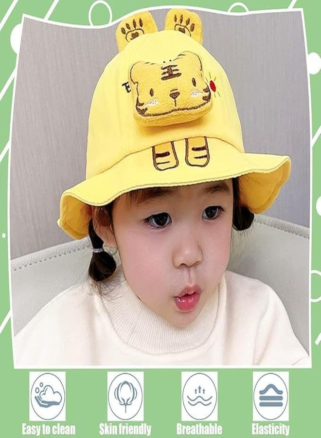 DEDICATED Baby Cap | Kids Cap | Baby hat | hat for Baby | Bucket hat for Baby | Korean Style, Cotton hat for Baby Boys & Baby Girls with Cute Bunny (in, Age, 3 Months, 24 Months, Yellow) - Image 2