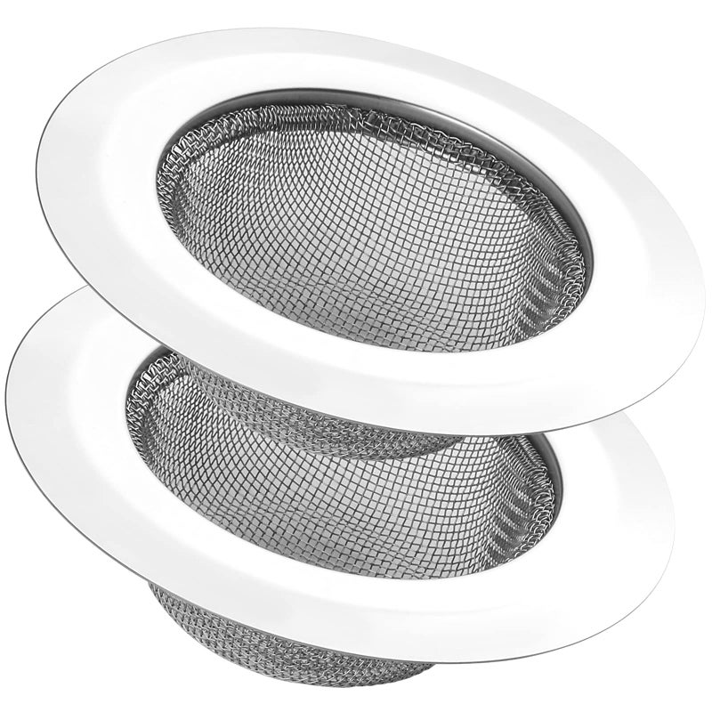 SOSUO 2Pcs Kitchen Sink Strainer, Stainless Steel Mesh Sink Drain Cover, Large Wide Rim 4.5" Diameter Sink Drain Strainer Basket Catcher - Image 1