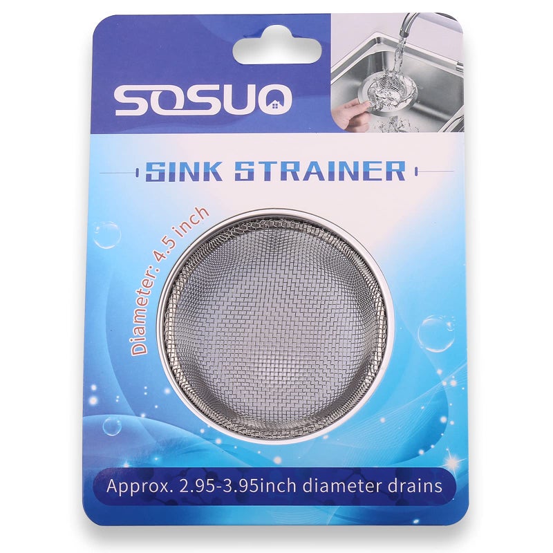 SOSUO 2Pcs Kitchen Sink Strainer, Stainless Steel Mesh Sink Drain Cover, Large Wide Rim 4.5" Diameter Sink Drain Strainer Basket Catcher - Image 2