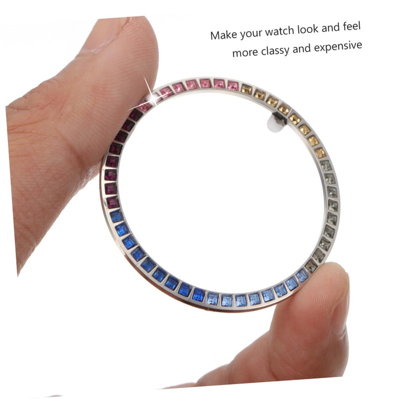 Diamond Protection Bezel Ring For Watch Metal Adhesive Cover Scratch Proof Durable Smartwatch Enhancer Silver - Image 4