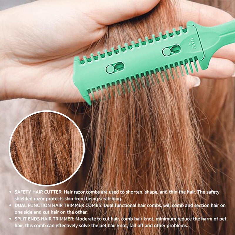 Soft N Style Soft 'N Style Haircut Razor Comb, 3 Pack - Double Sided Razor Hair Styling Scissors Comb, Split Ends Trimmer Styler for Thin and Thick Hair (Green, Metal, F, 3 Count) - Image 2