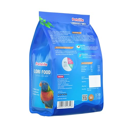 PETSLIFE Lori Natural Bird Food | with Essential Vitamins & Minerals | A Real Energy and Immunity Booster | 1 kg Pack - Image 4