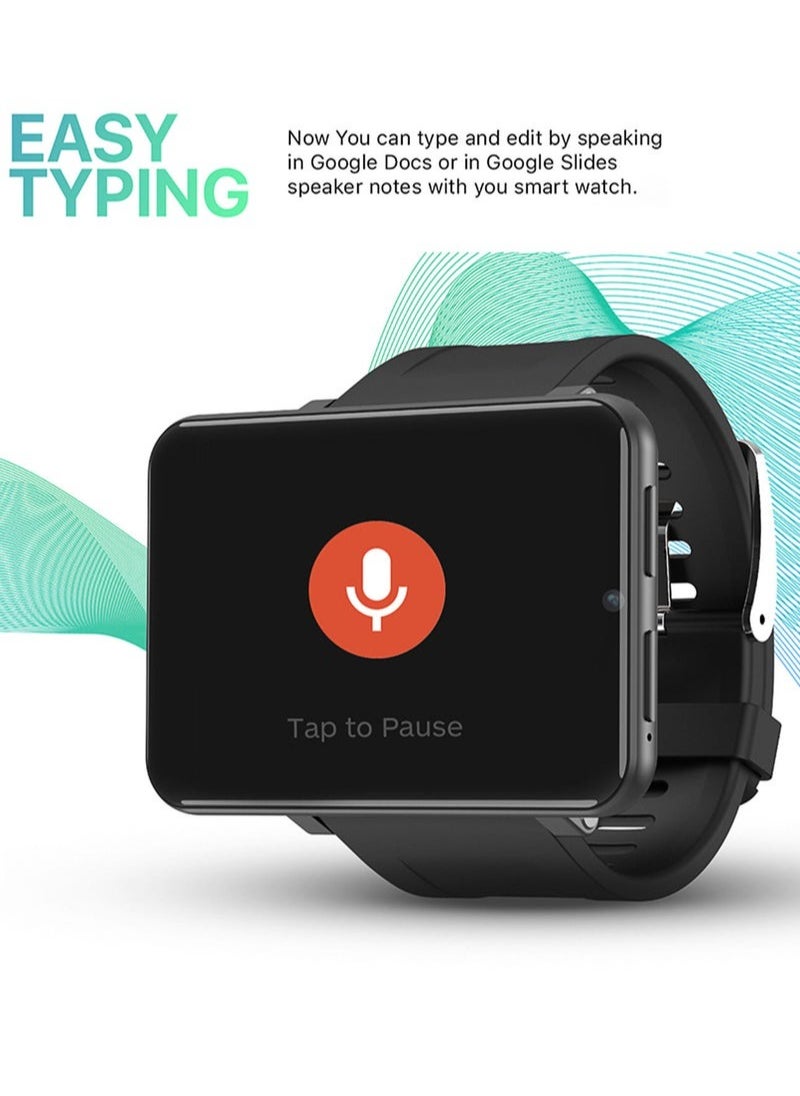 4G Smart Watch Sports WiFi BT Smartwatch 2.86 Inch Touch Screen Android 7.1 1+16GB Music Player Phone Call 5MP Camera IP67 Waterproof Support Nano SIM Card Heart Rate Tracker Pedometer