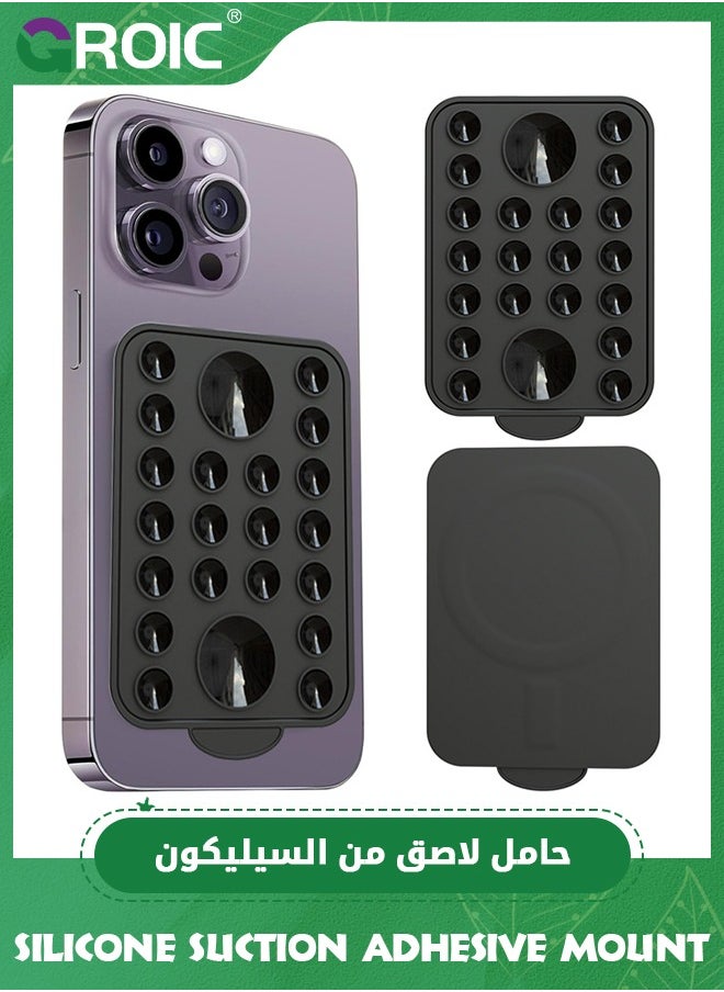 GROIC Black Silicone Suction Phone Case Adhesive Mount, Hands-Free, Strong Grip Holder for Selfies & Videos, Durable, Easy to Use, iPhone & Android Compatible  - Image 1