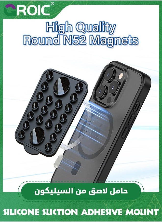 GROIC Black Silicone Suction Phone Case Adhesive Mount, Hands-Free, Strong Grip Holder for Selfies & Videos, Durable, Easy to Use, iPhone & Android Compatible  - Image 2
