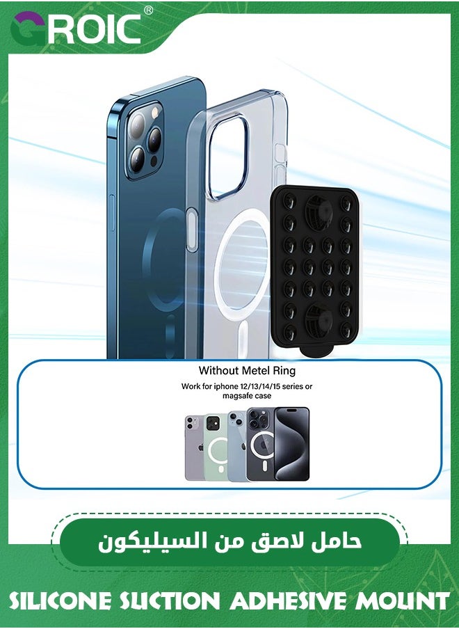 GROIC Black Silicone Suction Phone Case Adhesive Mount, Hands-Free, Strong Grip Holder for Selfies & Videos, Durable, Easy to Use, iPhone & Android Compatible  - Image 3