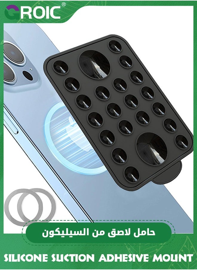 GROIC Black Silicone Suction Phone Case Adhesive Mount, Hands-Free, Strong Grip Holder for Selfies & Videos, Durable, Easy to Use, iPhone & Android Compatible  - Image 4