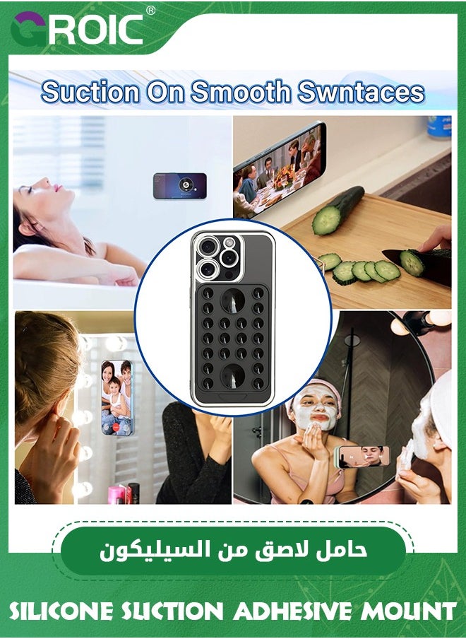 GROIC - Black Silicone Suction Phone Case Adhesive Mount, Hands-Free, Strong Grip Holder for Selfies & Videos, Durable, Easy to Use, iPhone & Android Compatible - Image 1